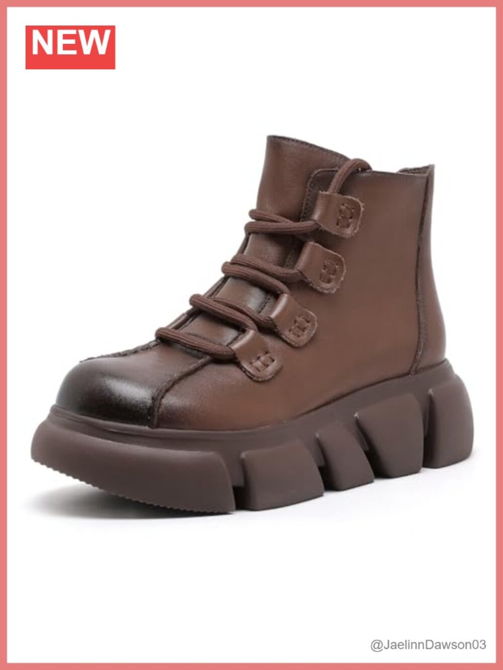 Women's Ankle Boots Chunky Platform Round Toe Lace-Up Side Zipper Dress Booties